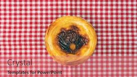  Presentation with dessert neighborhood - Audience pleasing presentation theme consisting of delicious-portuguese-egg-tart-dessert backdrop and a coral colored foreground