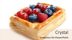  Presentation with puff pastry - PPT theme consisting of delicious puff pastry with berries background and a yellow colored foreground