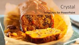  Presentation with cutting board - Beautiful PPT layouts featuring delicious-pumpkin-pecan-and-raisin backdrop and a gold colored foreground