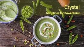  Presentation with peas - PPT theme having delicious puree from green peas background and a tawny brown colored foreground