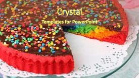  Presentation with rainbow birthday cake - Beautiful presentation theme featuring delicious rainbow cake on light backdrop and a tawny brown colored foreground