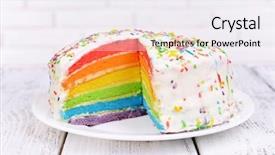  Presentation with cake - Audience pleasing presentation theme consisting of delicious rainbow cake on plate backdrop and a sky blue colored foreground