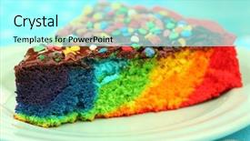  Presentation with tablecloth - Audience pleasing slide deck consisting of delicious rainbow cake on plate backdrop and a arctic colored foreground