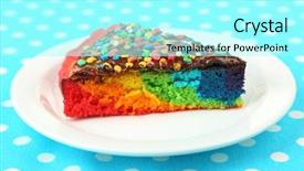  Presentation with rainbow birthday cake - Presentation theme enhanced with delicious rainbow cake on plate background and a  colored foreground