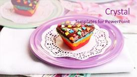  Presentation with rainbow - PPT layouts having delicious rainbow cakes on plates background and a lemonade colored foreground