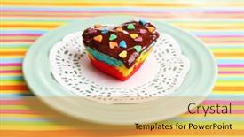  Presentation with rainbow - Presentation theme enhanced with delicious-rainbow-mini-cake background and a yellow colored foreground