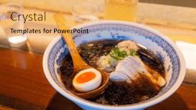  Presentation with japanese ramen - PPT theme featuring delicious-ramen-in-japanese-restaurant background and a yellow colored foreground