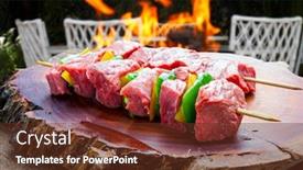  Presentation with raw meat - Cool new presentation theme with delicious-raw-meat-skewer-beef backdrop and a tawny brown colored foreground
