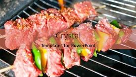  Presentation with meat beef - Theme featuring delicious-raw-meat-skewer-beef background and a coral colored foreground