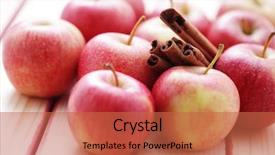  Presentation with cinnamon - Presentation design with delicious red apples with cinnamon - fruits and vegetables background and a red colored foreground