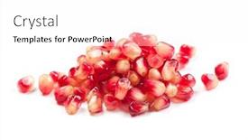  Presentation with pomegranate - PPT layouts with delicious red ripe juicy pomegranate seeds isolated on white background background and a pink colored foreground