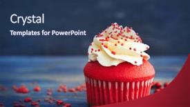  Presentation with cupcake - Cool new presentation theme with delicious red velvet cupcake backdrop and a ocean colored foreground