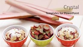  Presentation with muffin - PPT theme featuring delicious-rhubarb-muffin-sweet-food background and a lemonade colored foreground