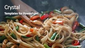  Presentation with noodle - Theme featuring delicious rice noodle stewing background and a tawny brown colored foreground