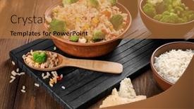  Presentation with rice - PPT layouts having delicious rice pilaf with broccoli background and a gold colored foreground