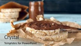  Presentation with wafers - Colorful slide deck enhanced with delicious rice wafers with chocolate on paper backdrop and a coral colored foreground