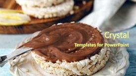  Presentation with wafers - Slide deck having delicious rice wafers with chocolate on white plate background and a tawny brown colored foreground