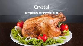 Presentation with grilled chicken - PPT theme enhanced with delicious roast chicken with red background and a gray colored foreground