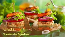  Presentation with burger - Beautiful PPT theme featuring delicious-roasted-pumpkin-turkey-burger backdrop and a tawny brown colored foreground