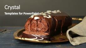  Presentation with roll cake - Beautiful theme featuring delicious roll cake on wooden backdrop and a dark gray colored foreground