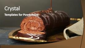  Presentation with roll cake - Theme enhanced with delicious roll cake on wooden background and a dark gray colored foreground