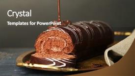  Presentation with cake - Beautiful presentation theme featuring delicious roll cake on wooden backdrop and a  colored foreground