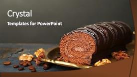  Presentation with roll cake - Cool new theme with delicious roll cake on wooden backdrop and a  colored foreground