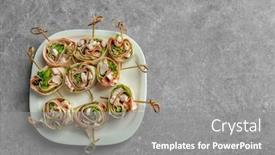  Presentation with baby shower - Theme featuring delicious rolls for baby shower party on table background and a gray colored foreground