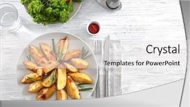  Presentation with plate boundaries - Slides having delicious rosemary potatoes on table background and a white colored foreground