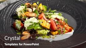  Presentation with shellfish - Beautiful slide deck featuring delicious-salads-served-on-plates backdrop and a wine colored foreground