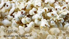  Presentation with popcorn - PPT theme with delicious salt popcorn background and a coral colored foreground