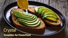  Presentation with avocado - Beautiful presentation theme featuring delicious-sandwich-avocado-with-lemon backdrop and a tawny brown colored foreground