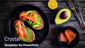 Presentation with sandwich - Presentation theme enhanced with delicious-sandwich-smoked-salmon background and a wine colored foreground