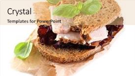  Presentation with meeting red white blue - Audience pleasing PPT theme consisting of delicious sandwiches with meet isolated backdrop and a  colored foreground