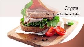  Presentation with white - PPT layouts enhanced with delicious sandwiches with meet isolated background and a  colored foreground
