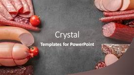  Presentation with sausages - Beautiful PPT theme featuring delicious sausages on grey background backdrop and a gray colored foreground