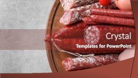  Presentation with sausages - Amazing slides having delicious sausages on wooden board backdrop and a tawny brown colored foreground