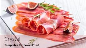  Presentation with cutting board - Cool new presentation theme with delicious-serrano-ham-with-fresh backdrop and a coral colored foreground
