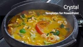 Presentation with shrimp - Cool new presentation design with delicious shrimp moqueca backdrop and a dark gray colored foreground