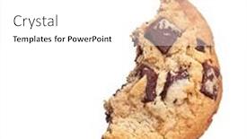  Presentation with cookie - PPT theme enhanced with delicious-single-chocolate-piece background and a white colored foreground