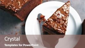  Presentation with nut - PPT layouts enhanced with delicious slice of chocolate cake with nut cream on white plate against grey background close up background and a violet colored foreground