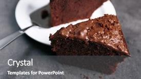  Presentation with nut - Theme having delicious slice of chocolate cake with nut cream on white plate against grey background close up background and a gray colored foreground