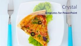  Presentation with knife attack - Beautiful presentation design featuring delicious-slice-of-pizza backdrop and a sky blue colored foreground