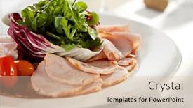  Presentation with rocket - Amazing theme having delicious sliced meats with rocket salad and tomatoes backdrop and a soft green colored foreground