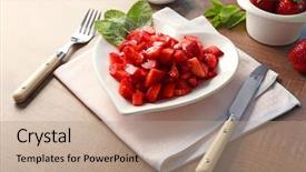  Presentation with strawberry - Amazing slide deck having delicious sliced strawberry in heart backdrop and a coral colored foreground