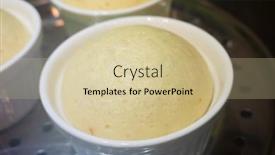  Presentation with snack - Presentation enhanced with delicious-snack-of-chinese-steamed background and a soft green colored foreground