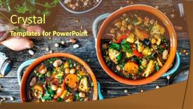  Presentation with lentils - Slide set enhanced with delicious-soup-cooked-chicken-breast background and a tawny brown colored foreground