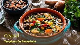  Presentation with lentils - Slide set having delicious-soup-cooked-chicken-breast background and a tawny brown colored foreground