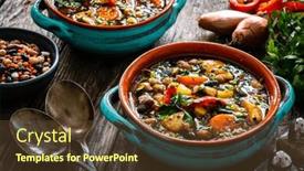  Presentation with lentils - Slides consisting of delicious-soup-cooked-chicken-breast background and a tawny brown colored foreground