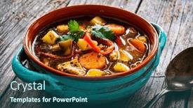  Presentation with lentils - Presentation with delicious-soup-cooked-chicken-breast background and a ocean colored foreground